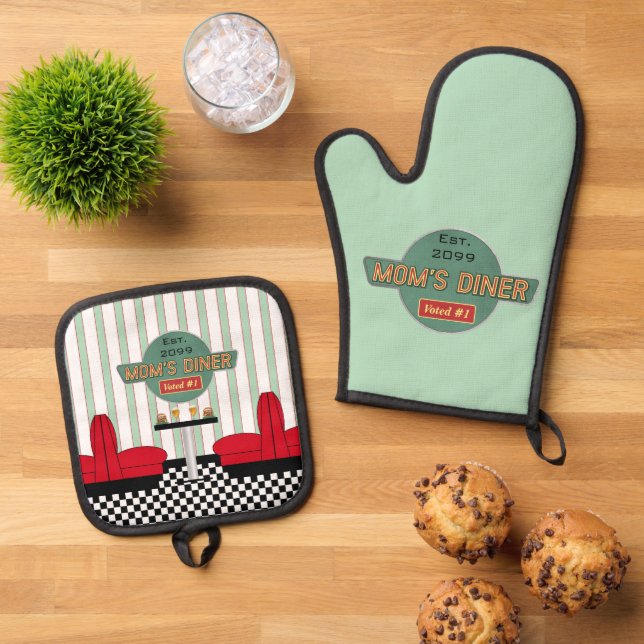 Set De Manoplas La diner retro de mamá  (De arriba hacia abajo)