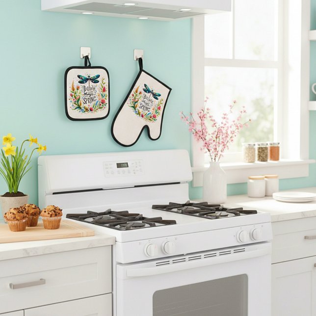 Set De Manoplas La magia de las flores de primavera (Subido por el creador)