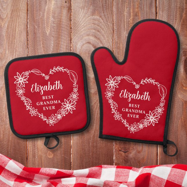 Set De Manoplas La mejor abuela jamás roja personalizada (Subido por el creador)