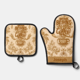 Set De Manoplas La vida empieza con el café