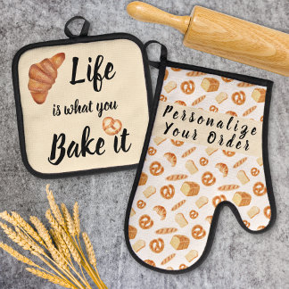 Set De Manoplas La vida es lo que se hace agua, pastelería y pan