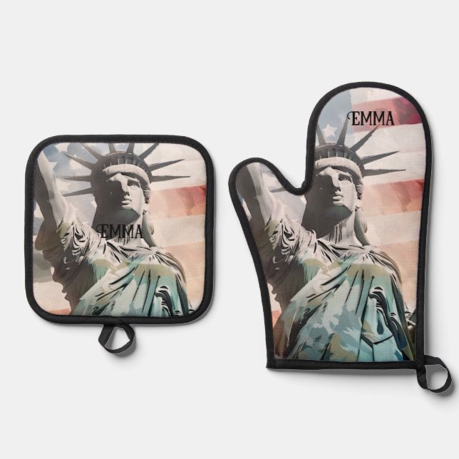 Set De Manoplas Lady Liberty y el nombre personalizado de la bande (Anverso)