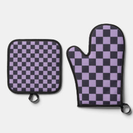 Set De Manoplas Lavender haze checkerboard pattern