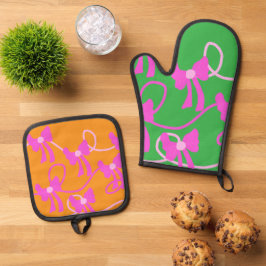 Set De Manoplas Lazos dibujados a mano rosa amarillos para enamora