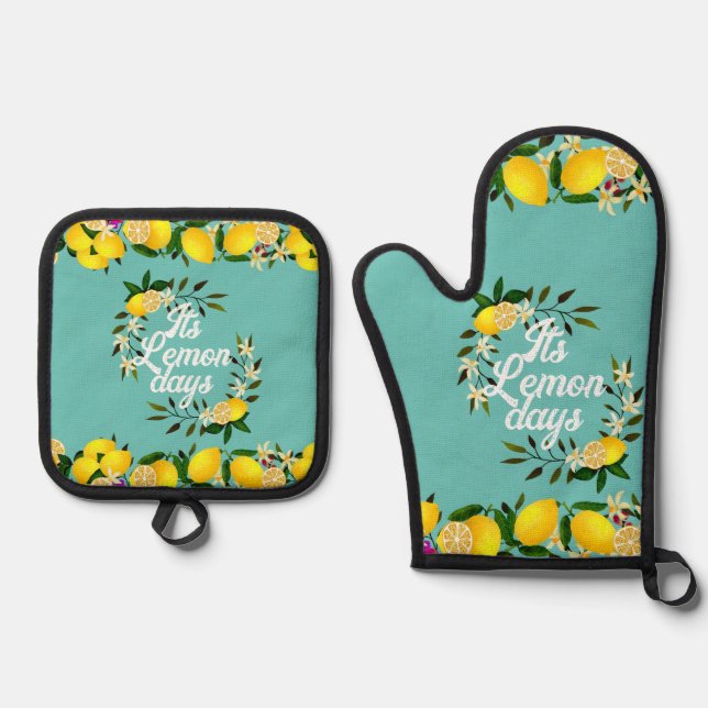 Set De Manoplas Lemon Days Aqua (Anverso)