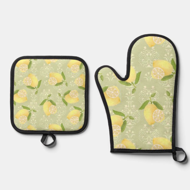 Set De Manoplas Lemon Motif Love Olive (Anverso)