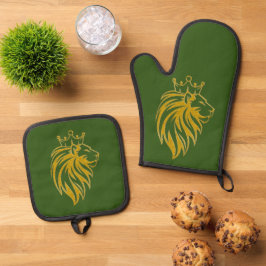 Set De Manoplas León con corona - Estilo de oro 2