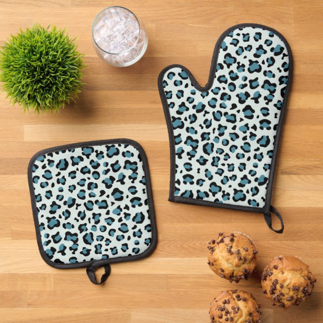 Set De Manoplas Leopard Print, Leopard Spots, Blue Leopard (De arriba hacia abajo)