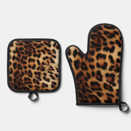 Set De Manoplas Leopardo de crema marrón de moda