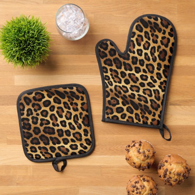 Set De Manoplas Leopardo de oro de moda Brown (De arriba hacia abajo)