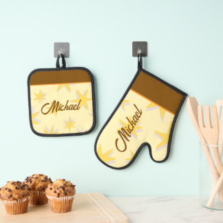 Set De Manoplas Letras de caligrafía bonitas personalizadas Marrón