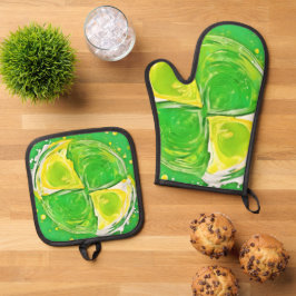 Set De Manoplas Lime Green Spiral