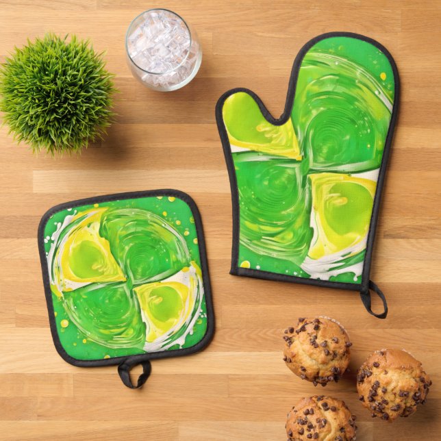 Set De Manoplas Lime Green Spiral (De arriba hacia abajo)