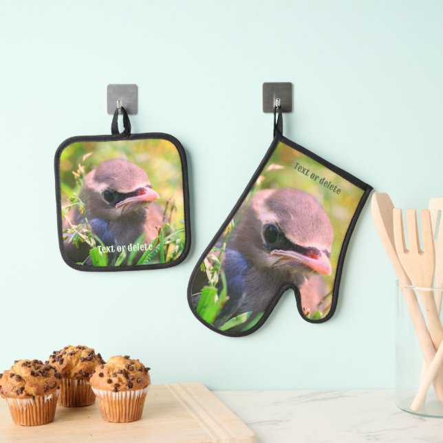 Set De Manoplas Lindo bebé personalizado de ave cedro Waxwing (Insitu (colgante))