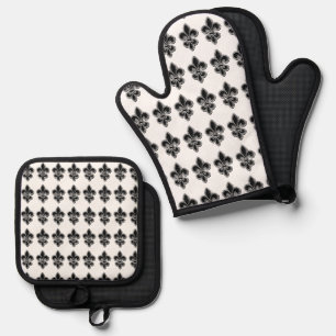 Set De Manoplas Lirios de Lis en Blanco y Negro