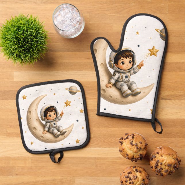 Set De Manoplas Little Astronaut Kitchen Apron (De arriba hacia abajo)