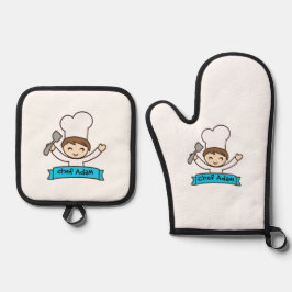 Set De Manoplas "Little Chef" Kids' Graphic 
