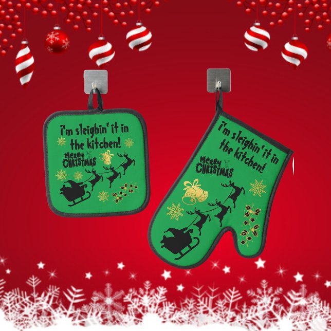 Set De Manoplas ¡Lo estoy guardando en la cocina! Navidades verdes (Subido por el creador)