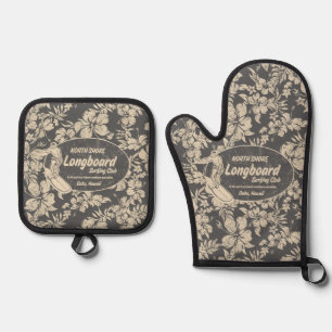 Set De Manoplas Logotipo para el club de surf Longboard Hibiscus H