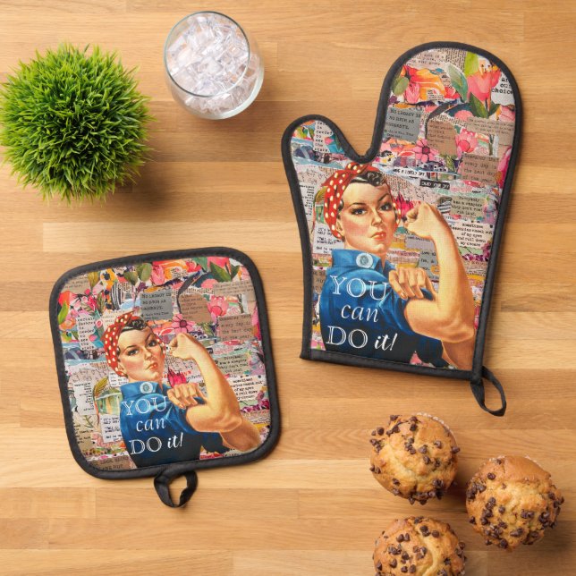 Set De Manoplas Los medios mixtos Inspiradores Rosie the Riveter (De arriba hacia abajo)