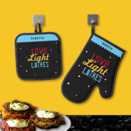 Set De Manoplas Love Light Latkes Black Hanukkah Funny Cita