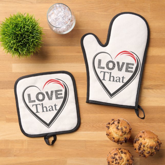 Set De Manoplas Love That Oven Mitt & Pot Holder (De arriba hacia abajo)