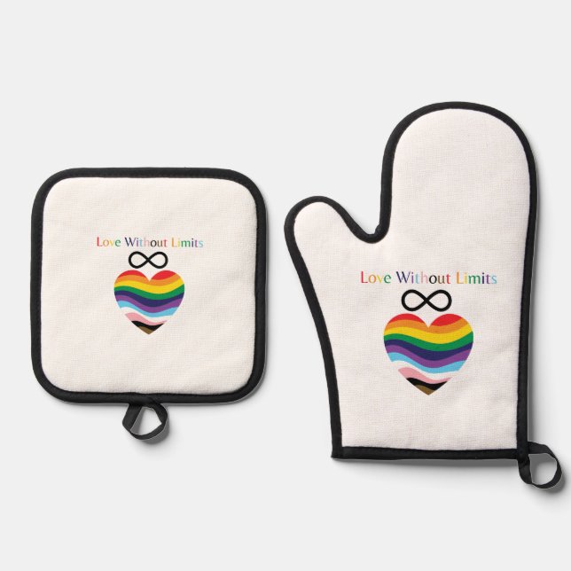 Set De Manoplas Love Without Limits – Rainbow Heart with Infinity  (Anverso)