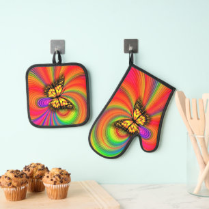 Set De Manoplas Luces coloridas vuelan mariposa dorada
