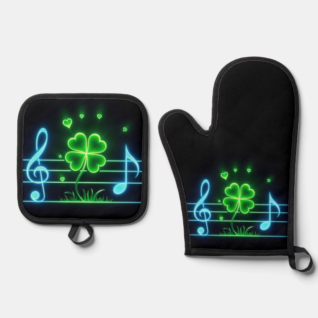 Set De Manoplas Lucky Clover and Music Notes (Anverso)