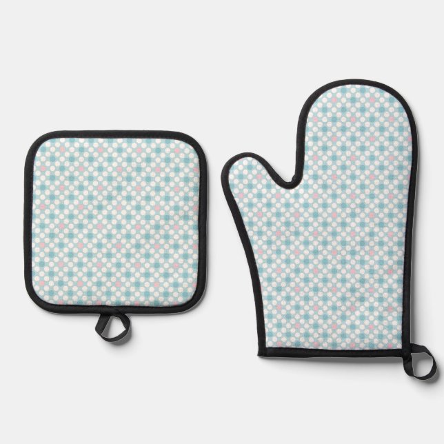 Set De Manoplas Lunares blancos rosa azul retro (Anverso)