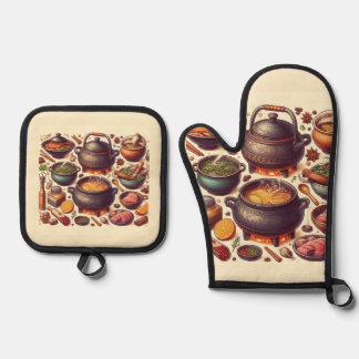 Set De Manoplas Luxe Silver Oven Mitt con el diseño "CAMADO"