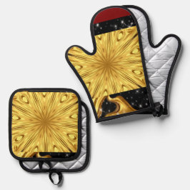 Set De Manoplas Luxury Kitchen Safety: Gilded Zenith Opulent Swirl