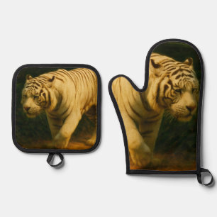 Set De Manoplas Majestad del tigre blanco - Impresión de arte de v