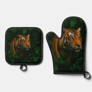 Set De Manoplas Majestuoso retrato de tigre de Bengala en la selva