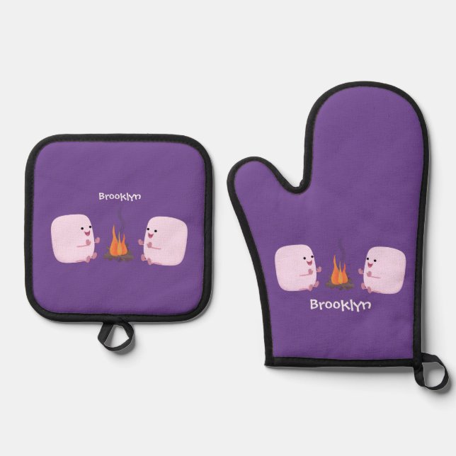 Set De Manoplas Malvaviscos rosados por personalizado de bomberos  (Anverso)
