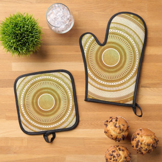 Set De Manoplas Mandalá de Oro y Brillo (De arriba hacia abajo)