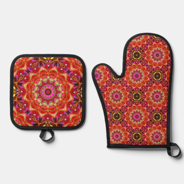 Set De Manoplas MANDALA Rojo (Anverso)