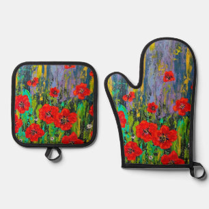 Set De Manoplas Manopla para agarrar ollas Amapolas