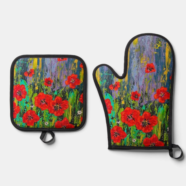 Set De Manoplas Manopla para agarrar ollas Amapolas (Anverso)