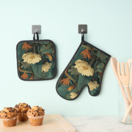 Set De Manoplas Manopla y agarrador de olla floral botánico vintag