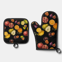 Manopla y salvamanteles para horno de frutas vinta