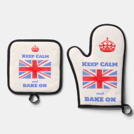 Set De Manoplas Mantén la calma, sigue horneando Union Jack bander