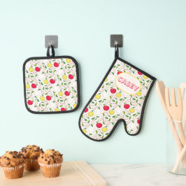 Set De Manoplas Manzana Amarillo Verde Rojo Fruta Arte Gráfico Mod