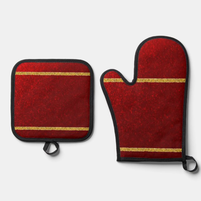 Set De Manoplas Manzanas De Caramelo Rojo Oro (Anverso)