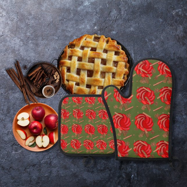 Set De Manoplas manzanas de inspiración Rosa y especias verdes (Subido por el creador)