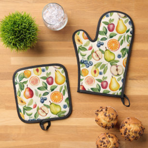 Set De Manoplas Manzanas Peras Arándanos Naranjas Limón Lima Fruta