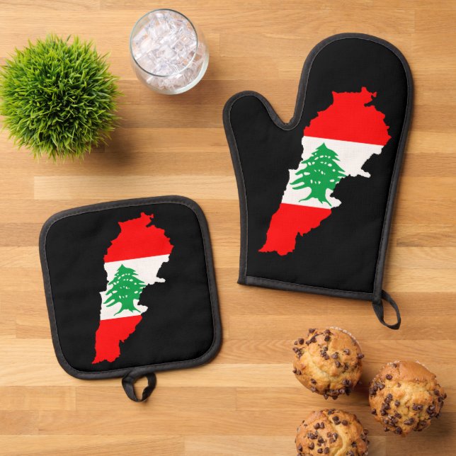 Set De Manoplas Mapa de Líbano con Bandera (De arriba hacia abajo)