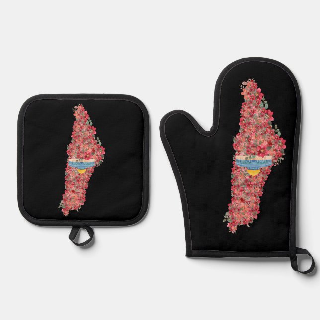 Set De Manoplas Mapa floral de Palestina Cúpula de Rock al Quads R (Anverso)