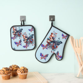 Set De Manoplas Mariposa de la Bandera Americana