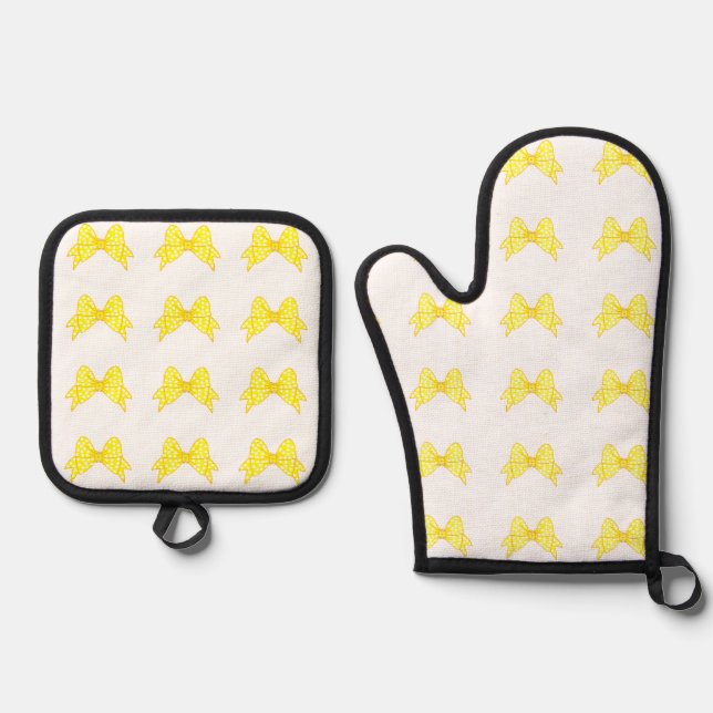 Set De Manoplas Mariposas amarillas Oven Mitt y Pot Holders (Anverso)